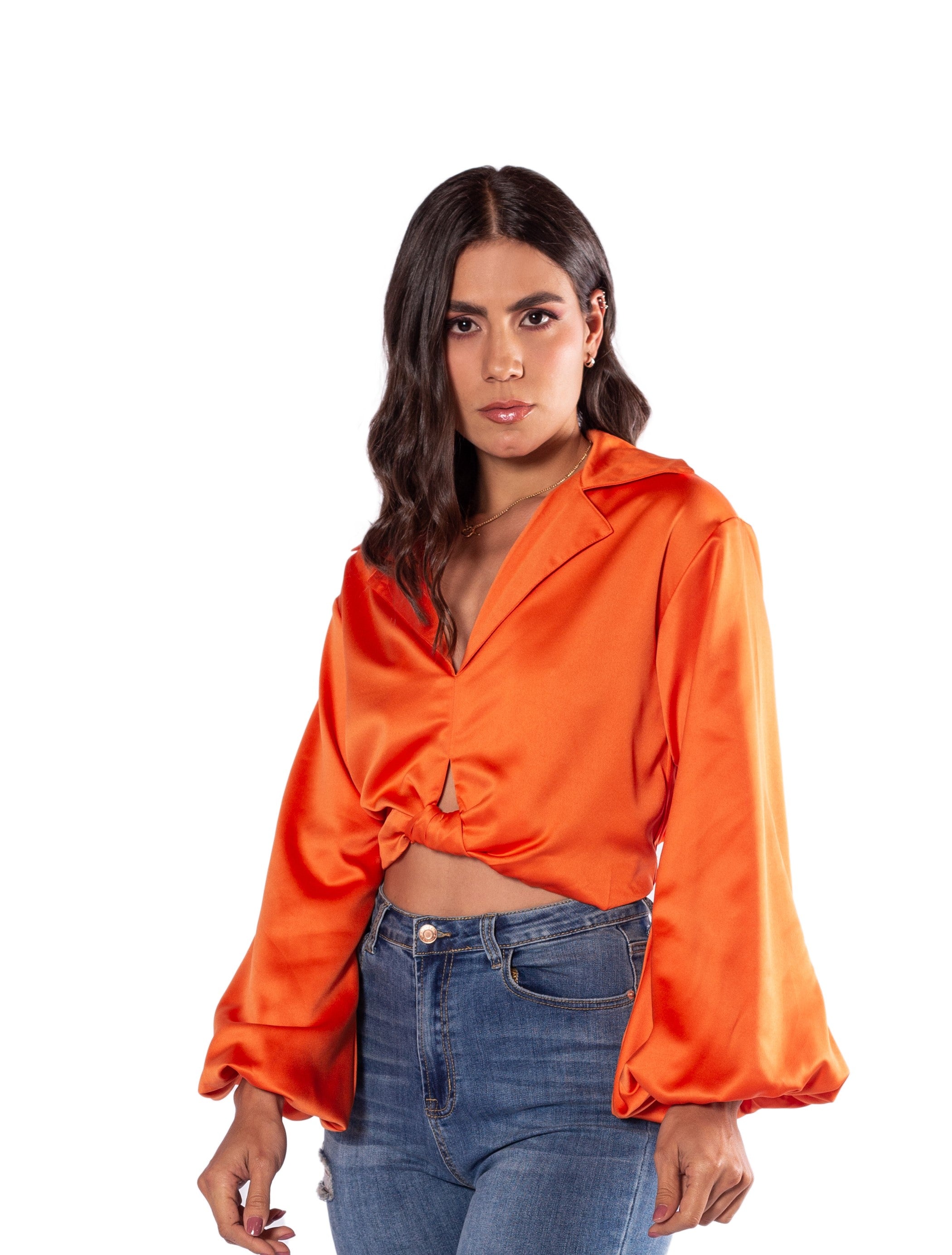 Blusa Manga Larga Camiseta Manga Globo Blusa En Satin Manga Globo