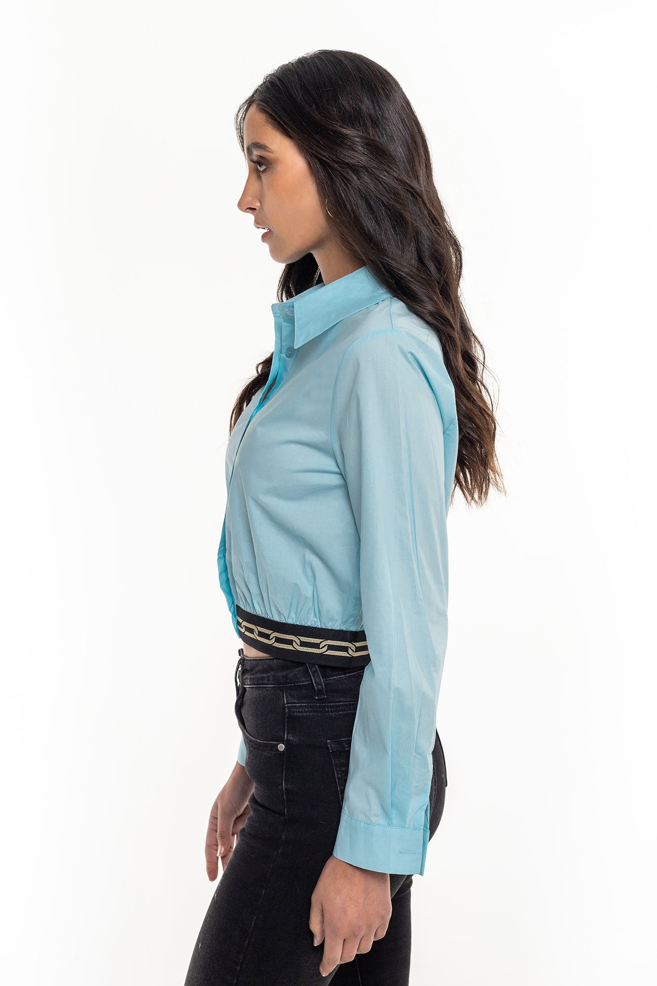 Camisa Crop Popelin Para Mujer