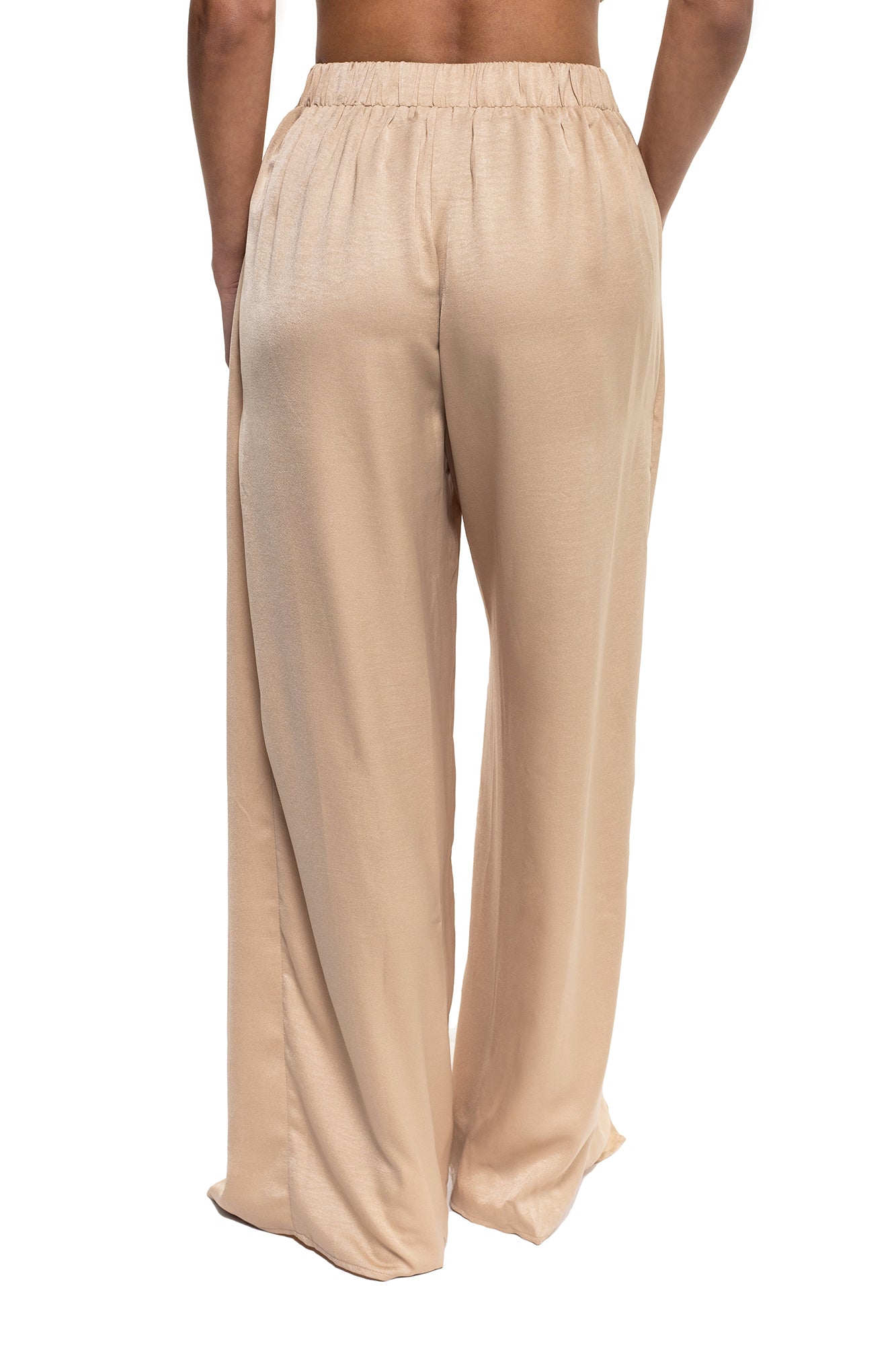 Pantalón En Satín Con Abertura Lateral Para Mujer