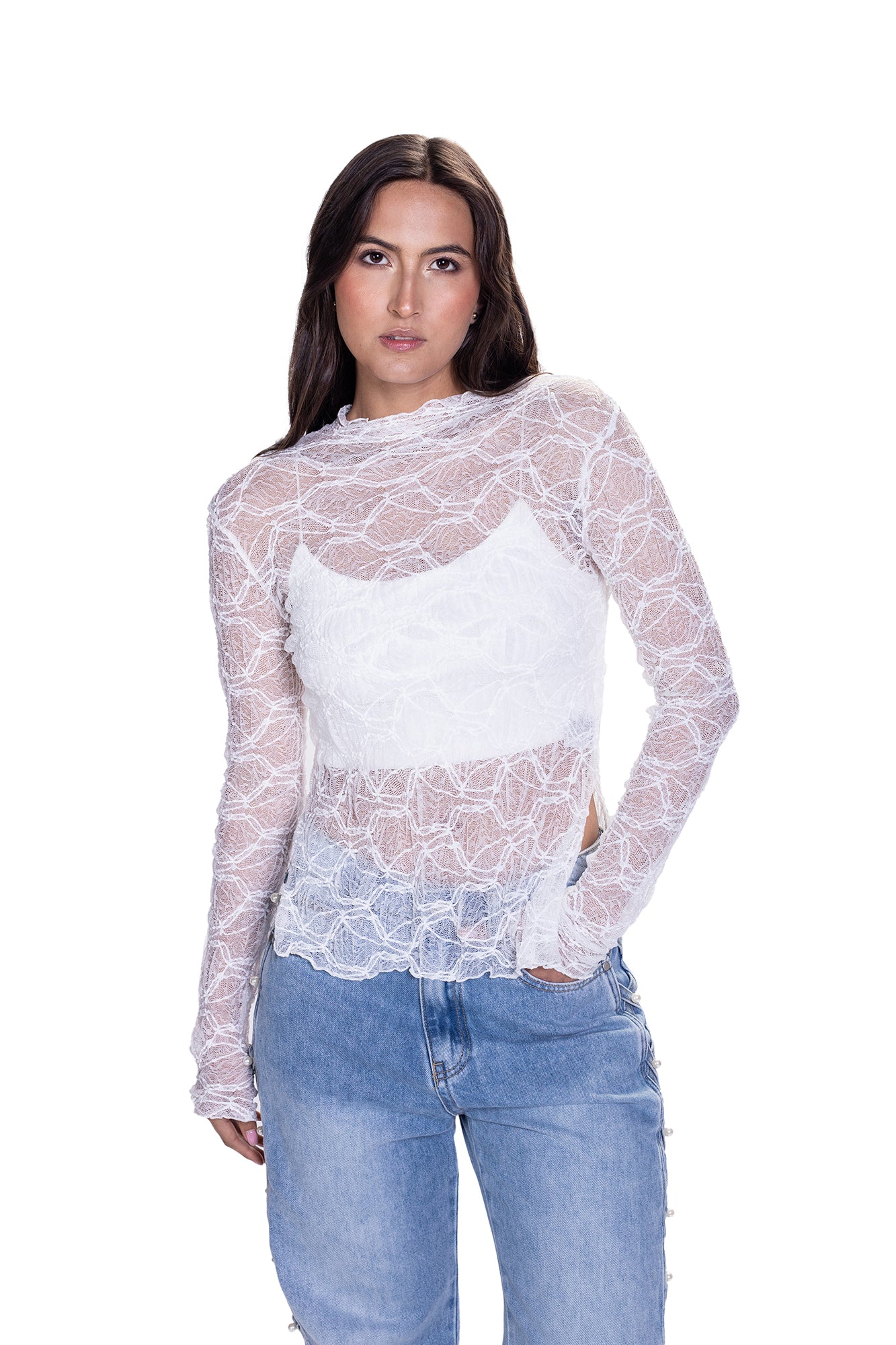 BLUSA EN MALLA PARA MUJER
