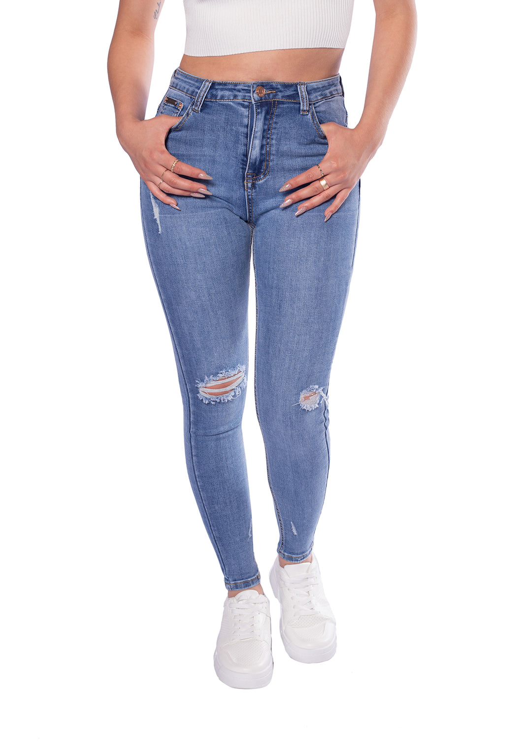 Jean Mide Rise Para Mujer