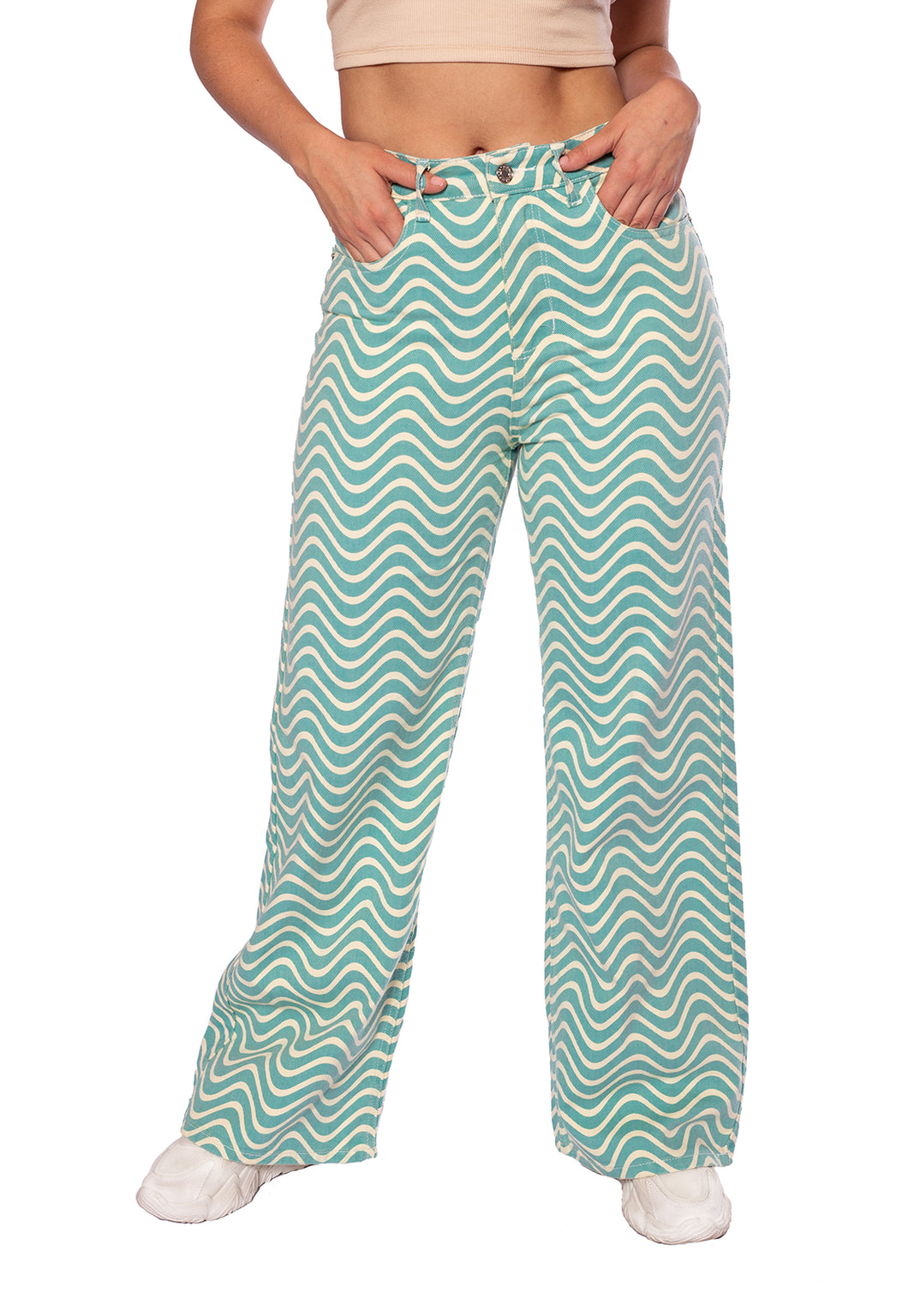 Jean Wide Leg Verde Para Mujer