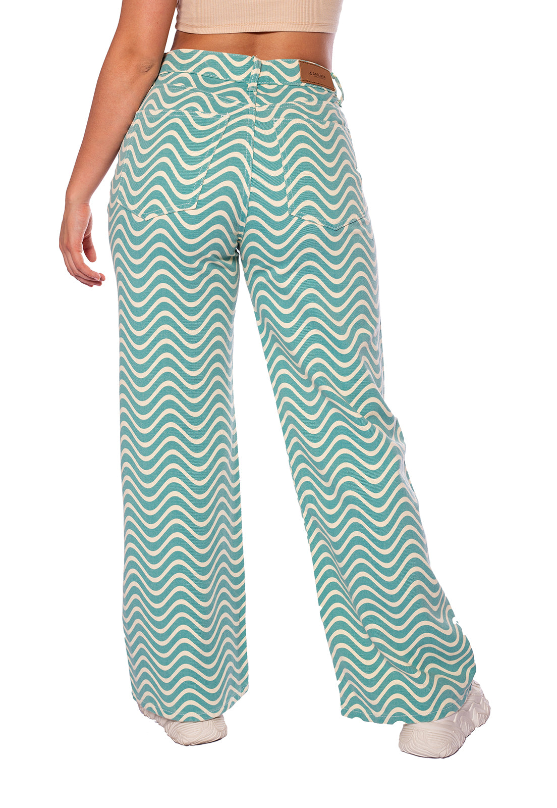 Jean Wide Leg verde con ondas