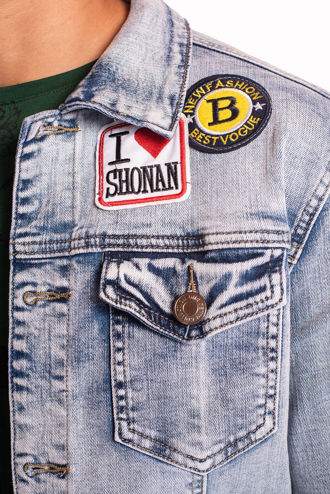 Chaqueta Denim De Parches Para Hombre