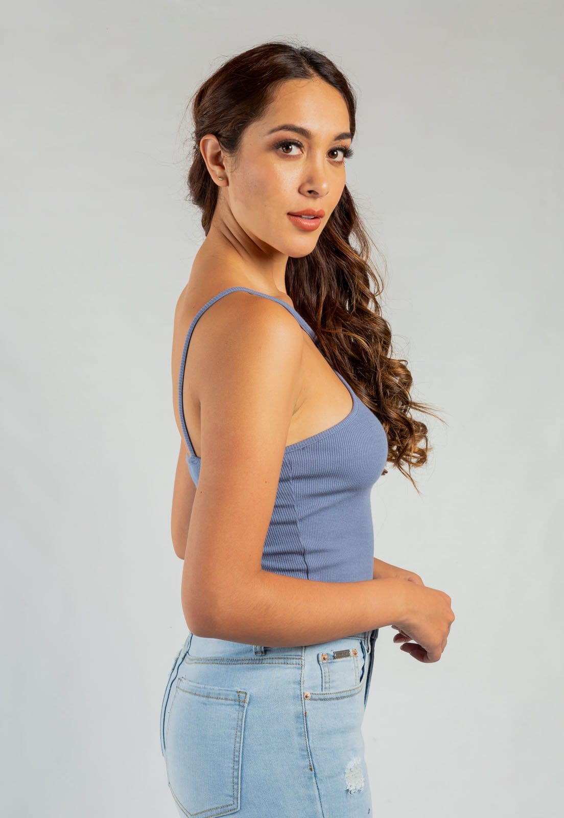 Top Triangular De Tiras Azul Para Mujer