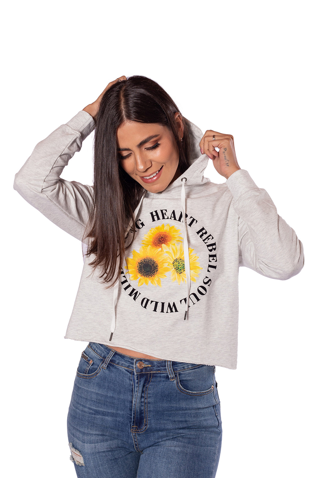 Hoodie Corto Con Capota Para Mujer
