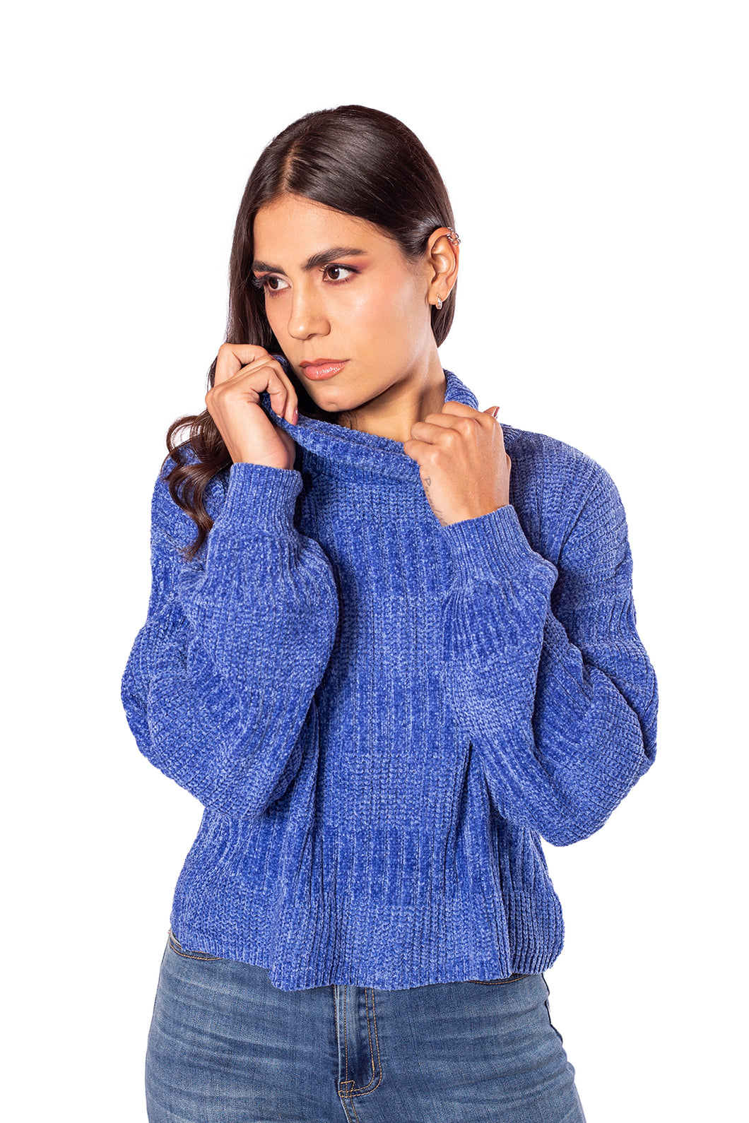 Sweater De Punto Cuello Alto Para Mujer