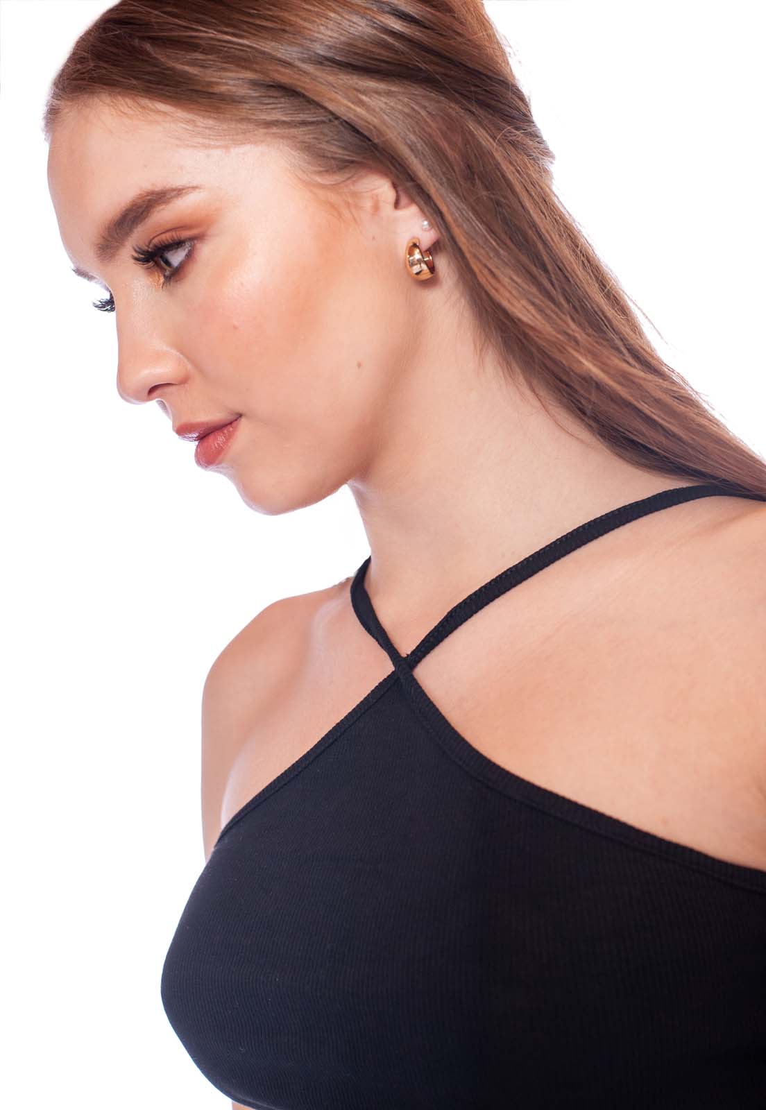 Top Triangular De Tiras Negro Para Mujer