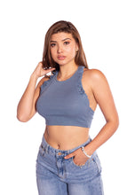 Cargar imagen en el visor de la galería, Crop Top Azul Para Mujer
