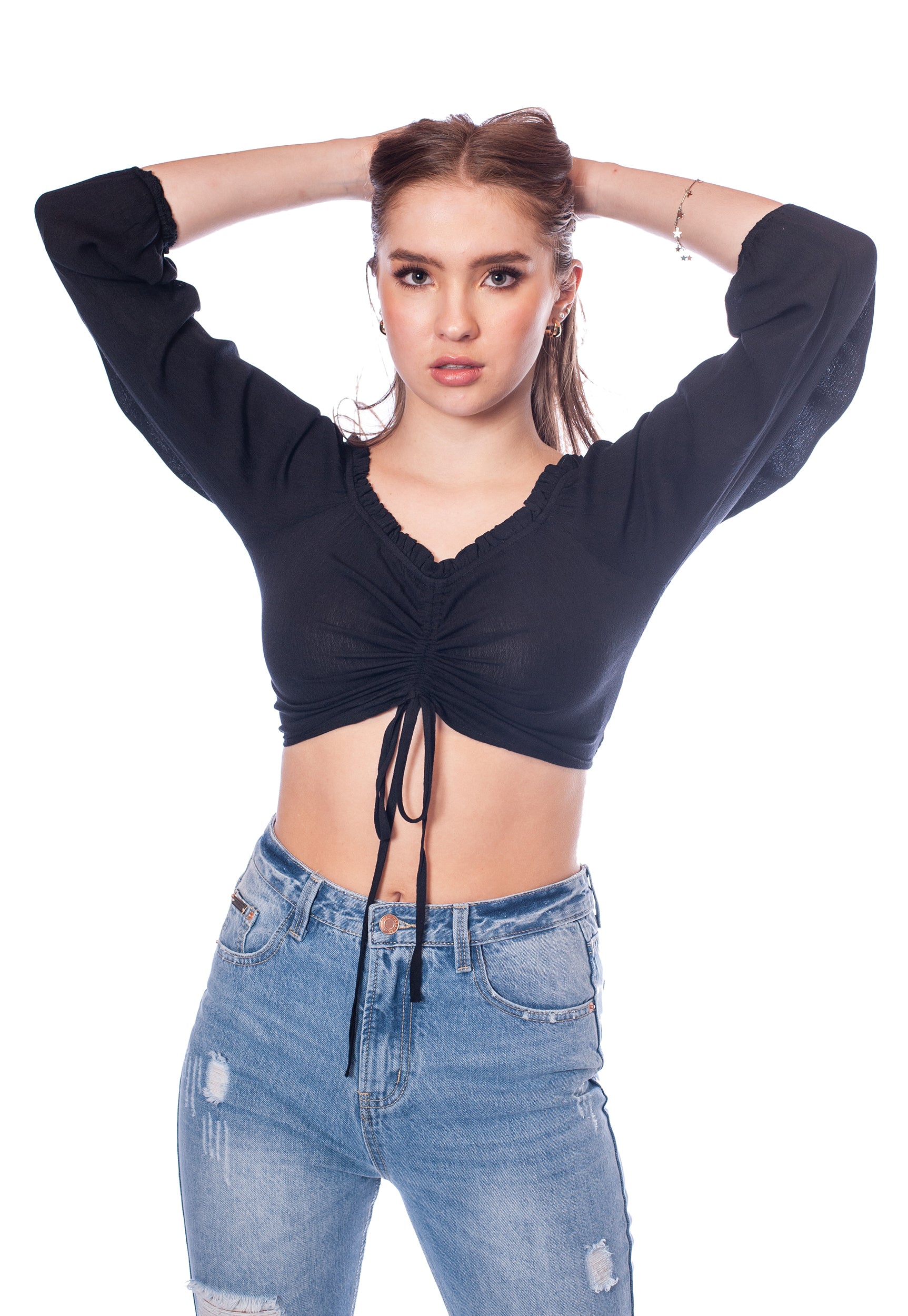 Crop top con listón para mujer