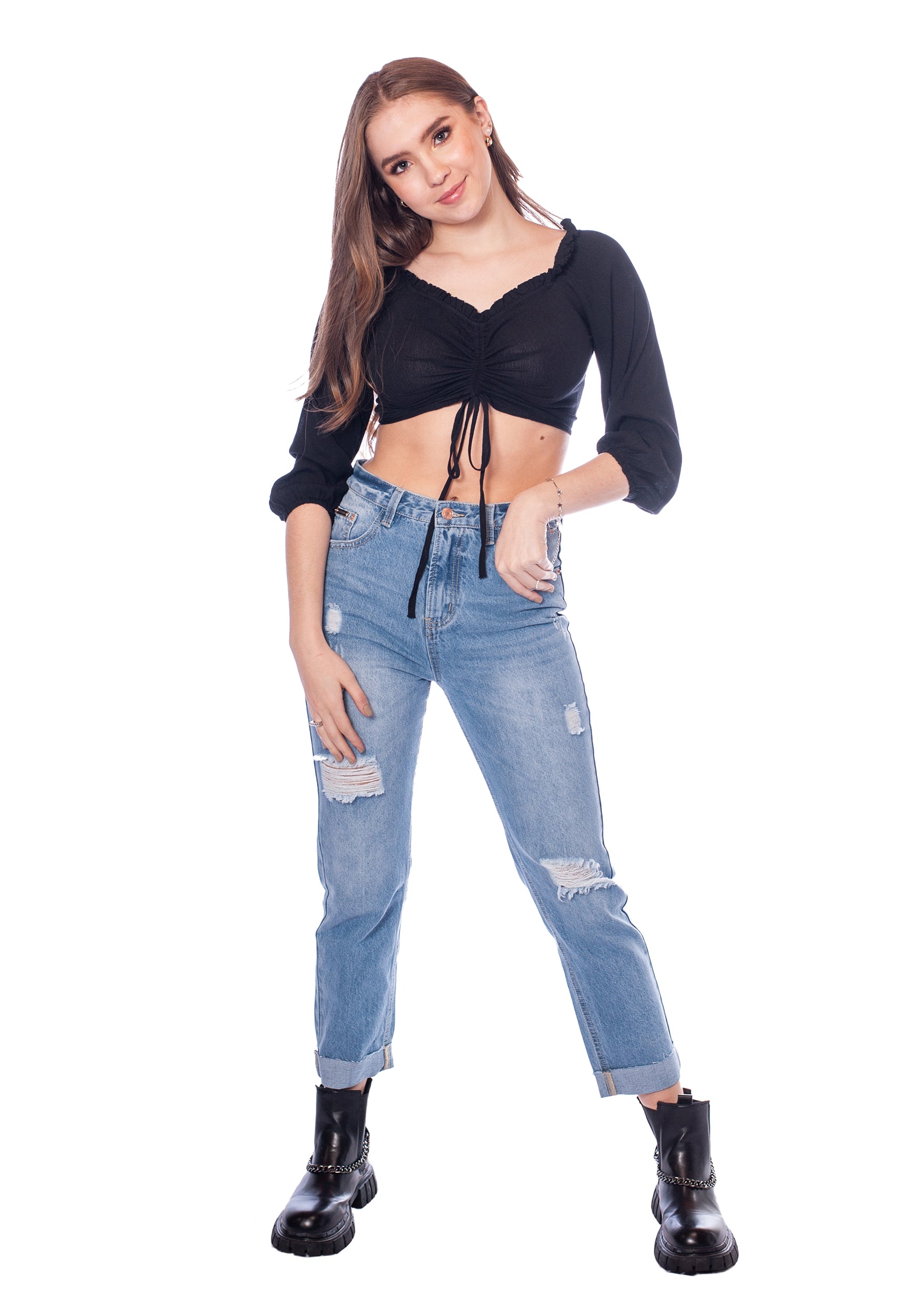 Crop top con listón para mujer