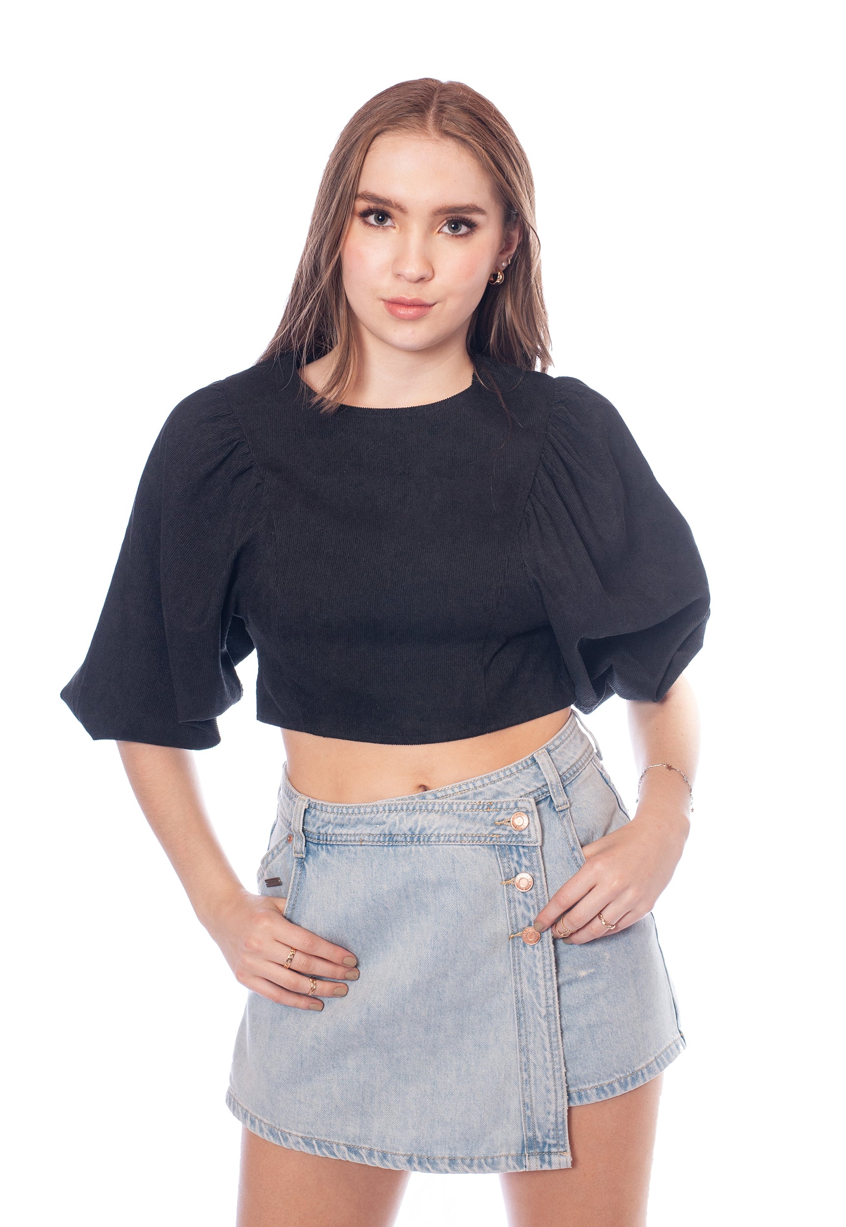 Blusa Globo Negro Para Mujer