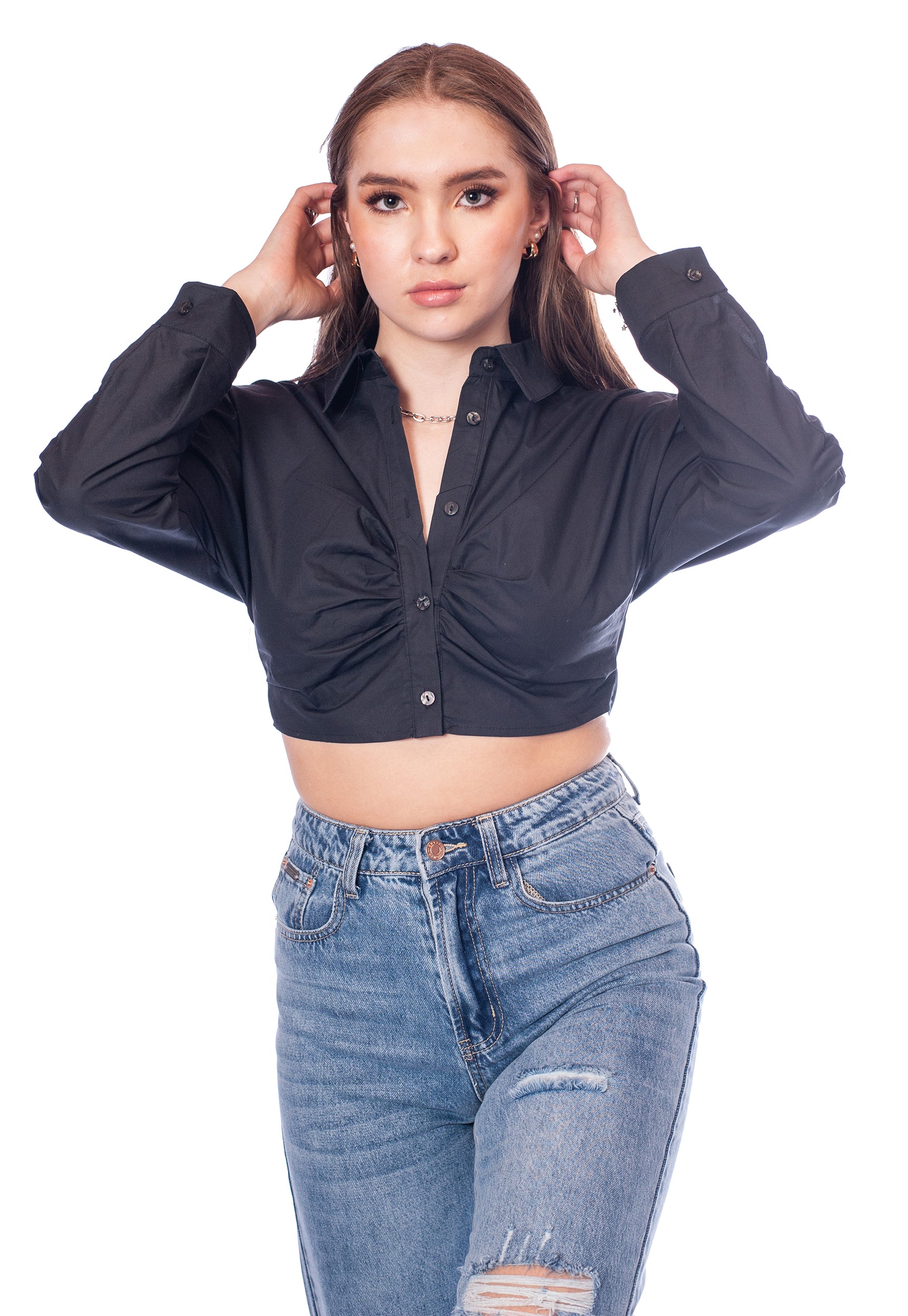 Camisa frunce para mujer