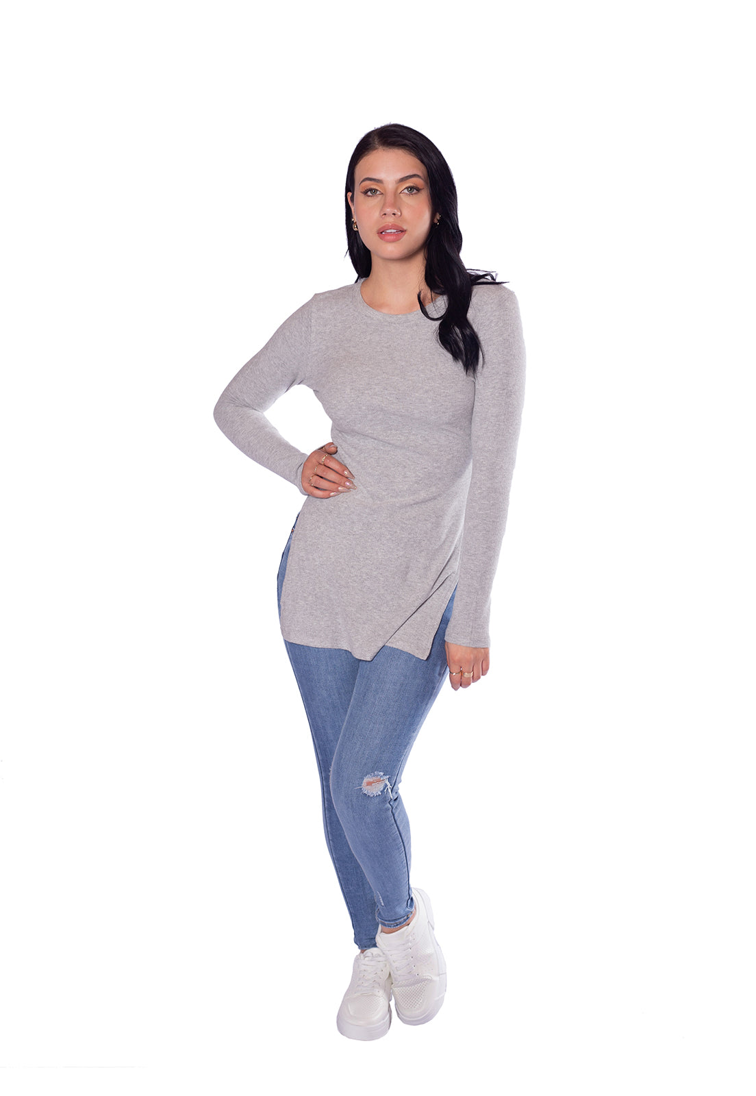 Maxi Camiseta Gris Para Mujer