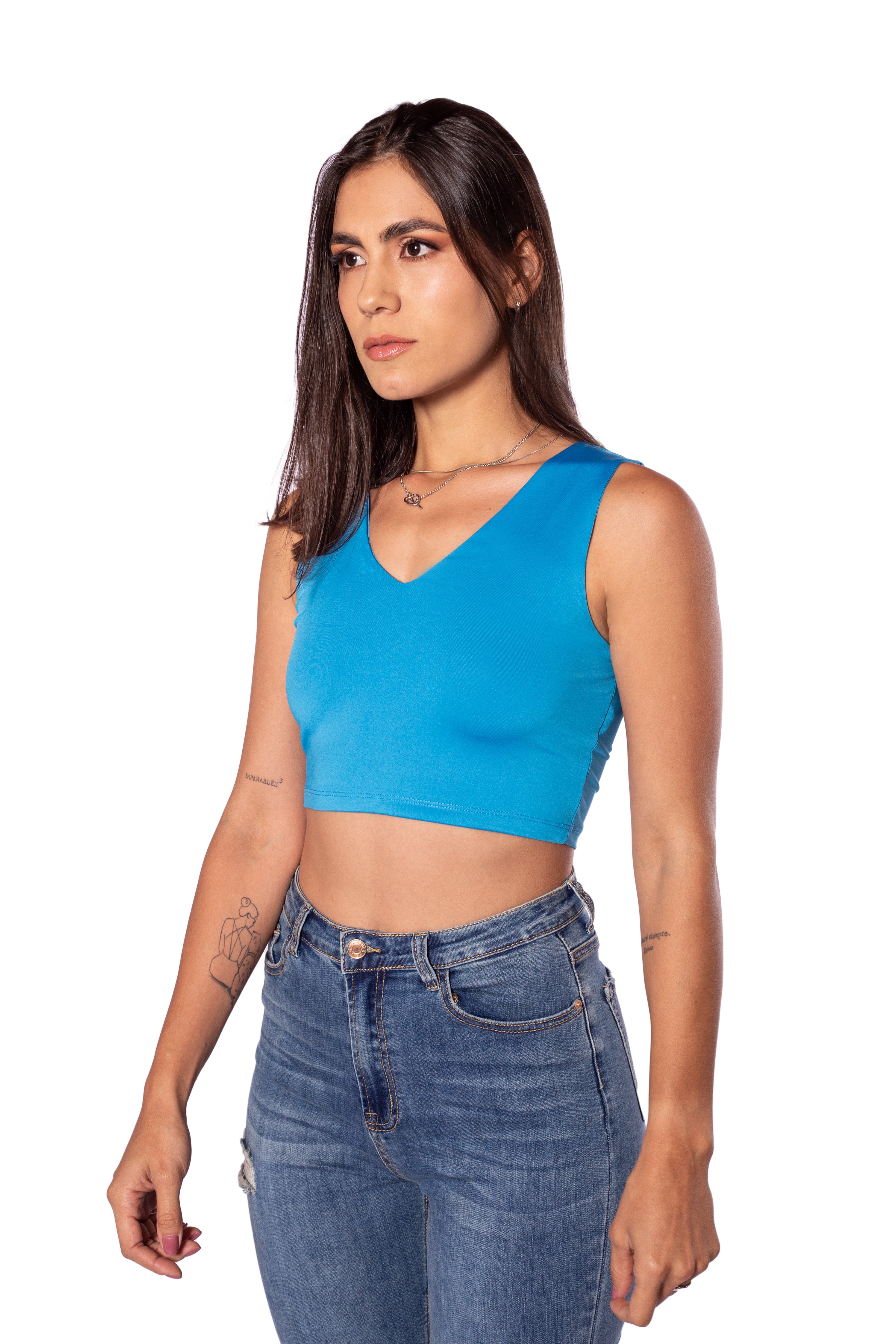 Top Basic Cuello V Para Mujer